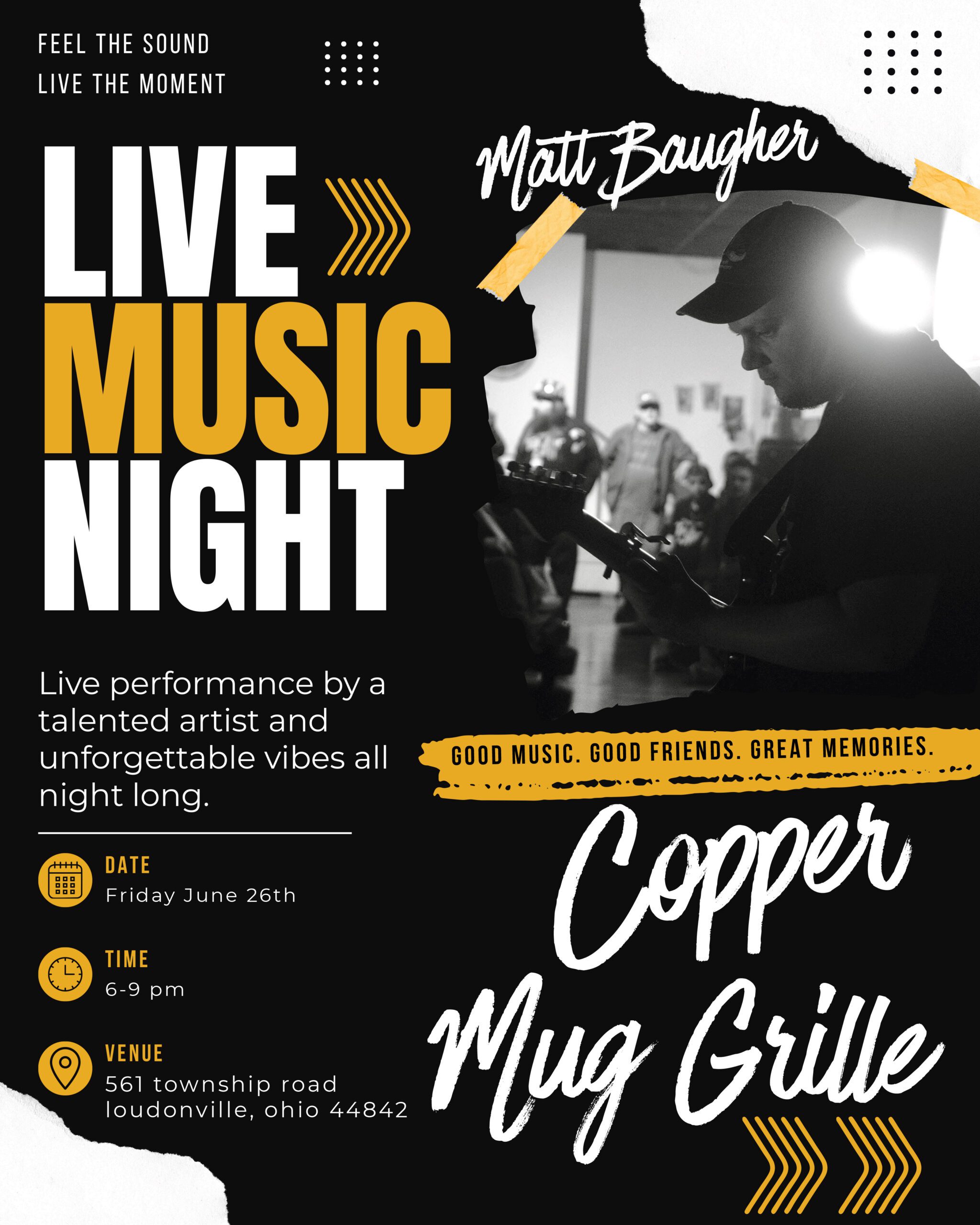 Live Music Matt Baugher on June 26th